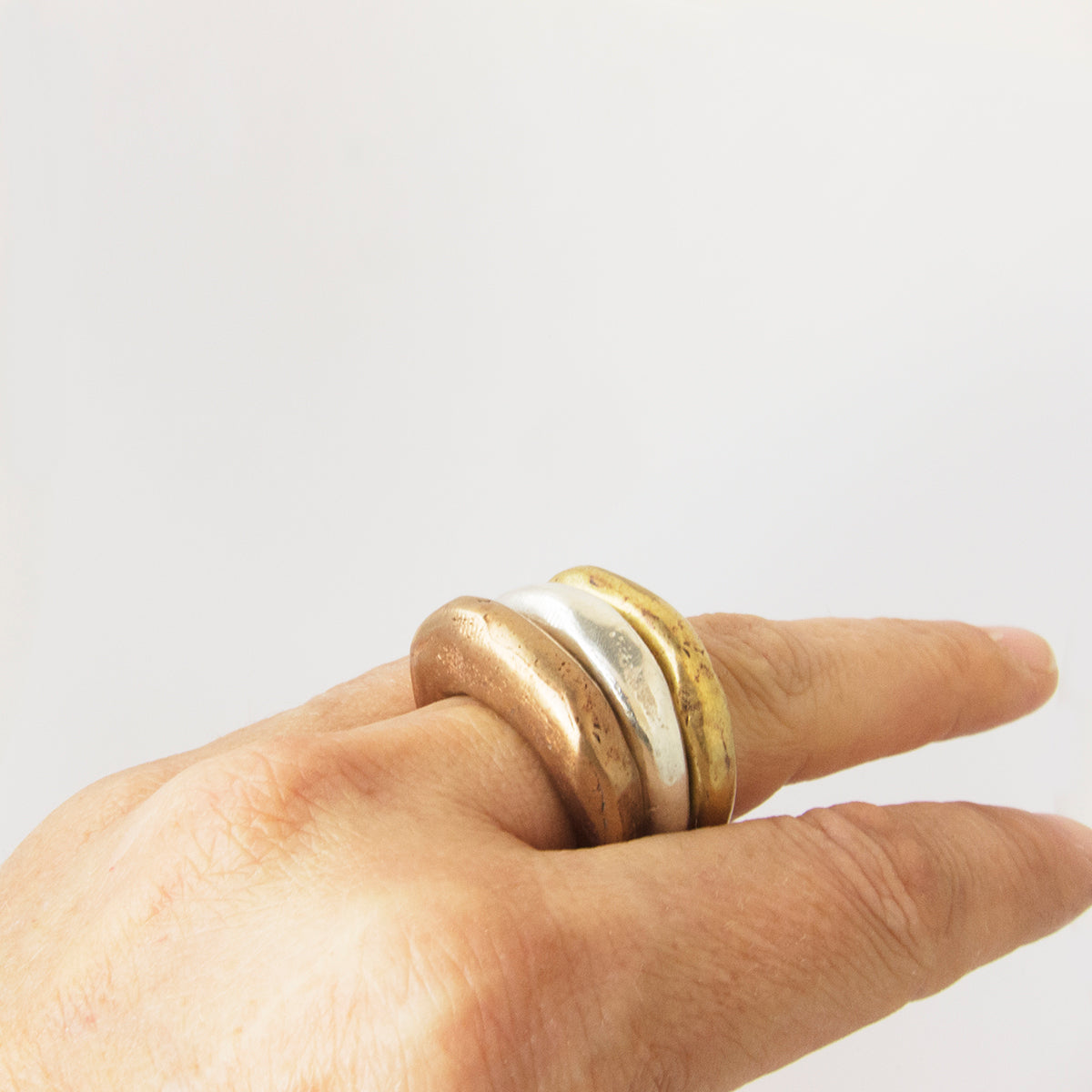 Organic artefact ring - silver, brass or bronze