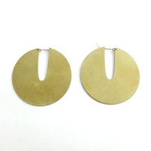 Disk style hoop designer earrings made by Savage Jewellery