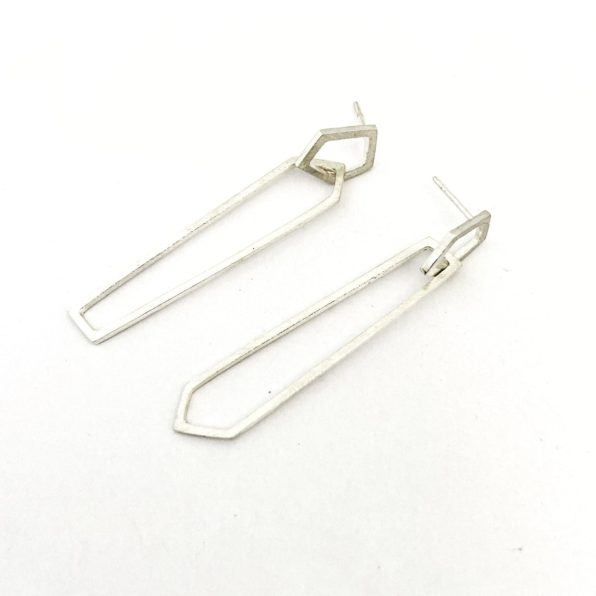 Sterling silver interlinked geometric shape post earring by South African jeweller Savage Jewellery