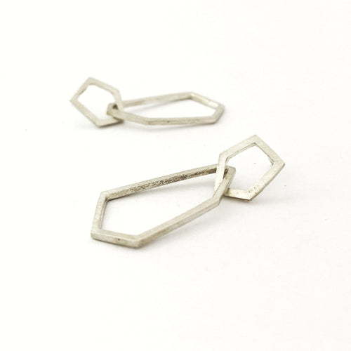 Interlinking geometric shape post earrings by Durban jeweller Nicky Savage for Savage Jewellery