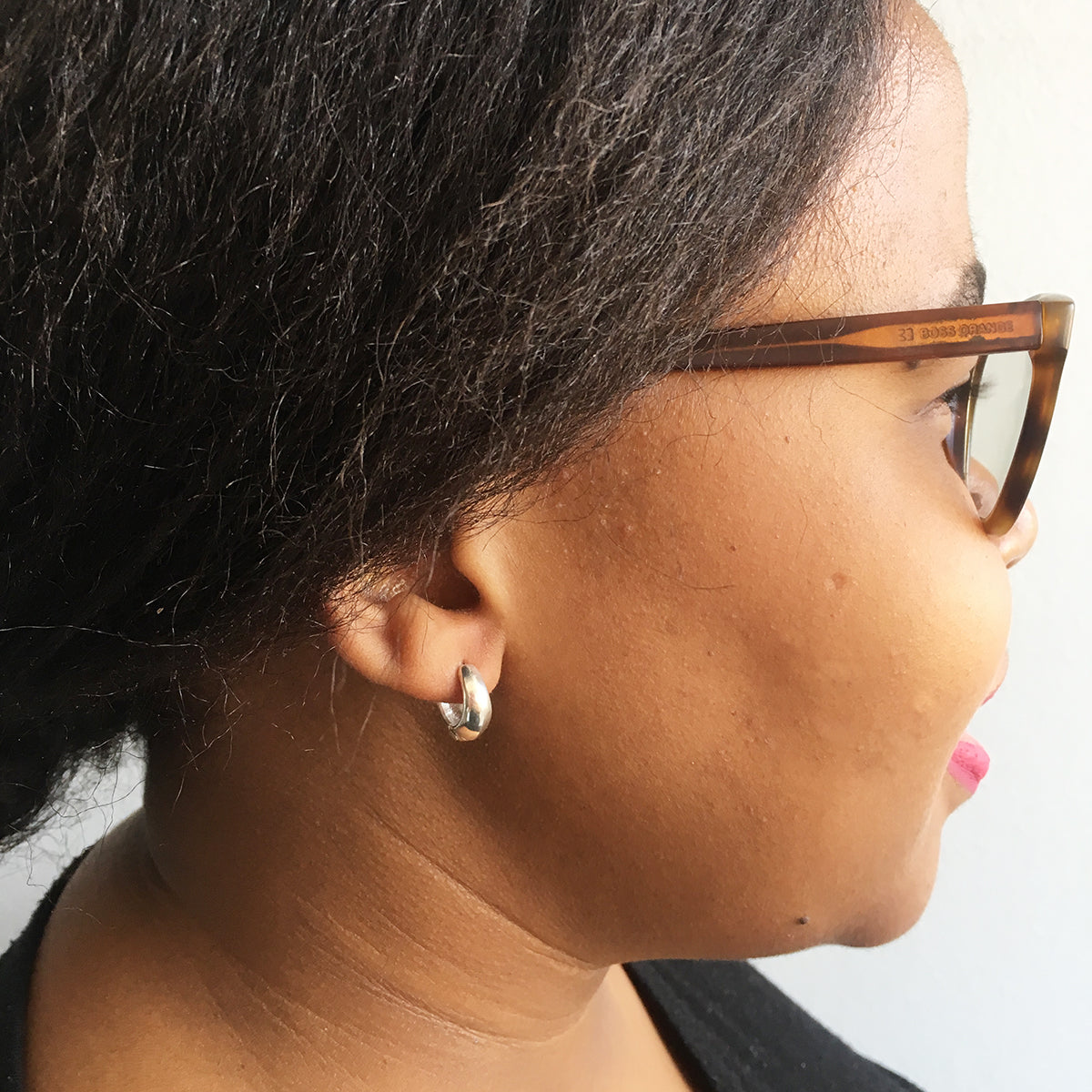 tapered huggie earrings in sterling silver by Savage Jewellery, Durban