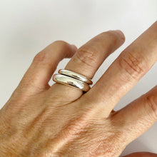 Stacked 3 and 5mm rings by designer Savage Jewellery