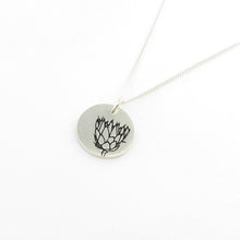 King protea disk on chain this is part of the Icon Africa range designed in Durban South Africa by Savage Jewellery