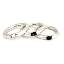 white, brown and black gemstones in stacking rings perfect unique stack by Savage Jewellery