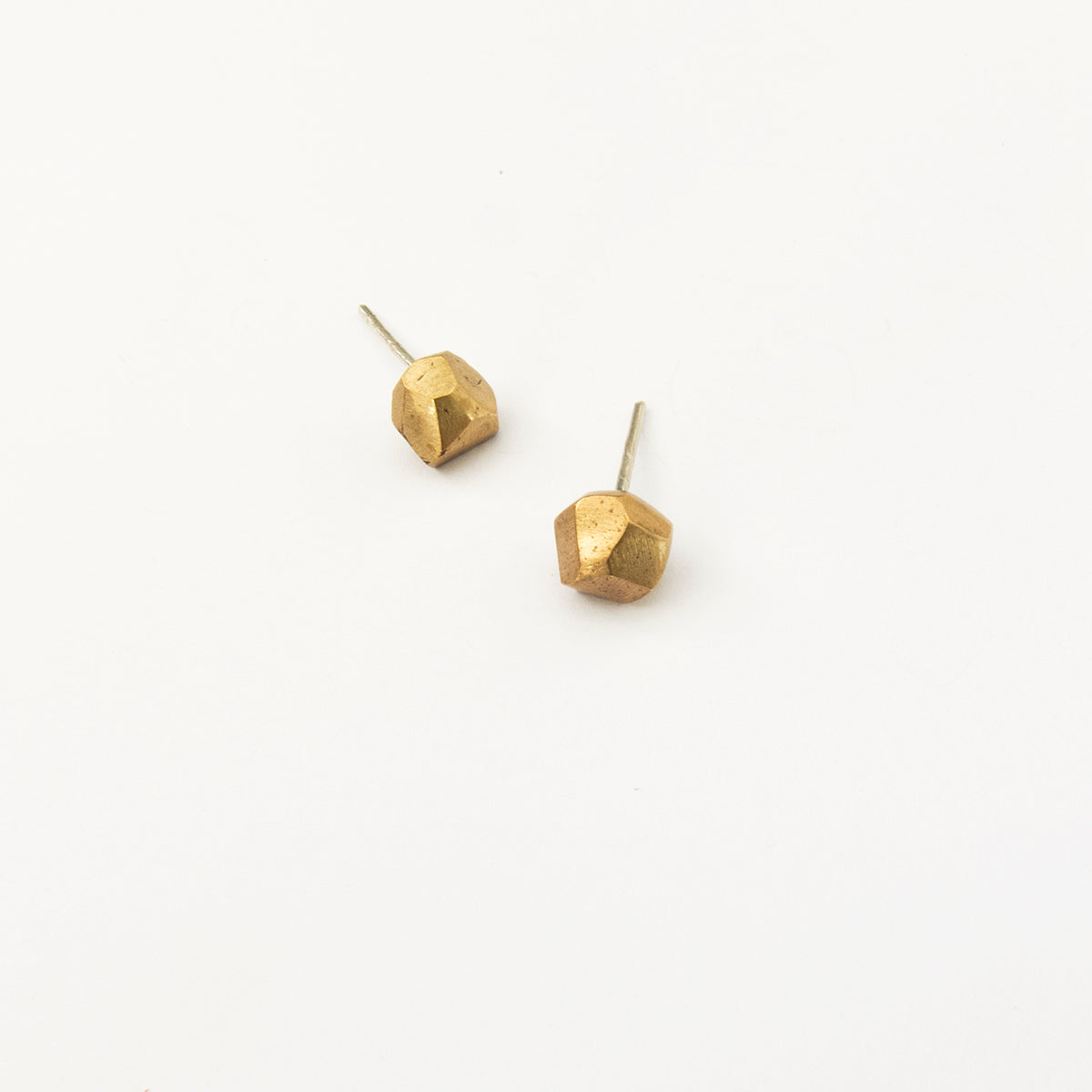 Tiny bronze nugget studs by Savage Jewellery 