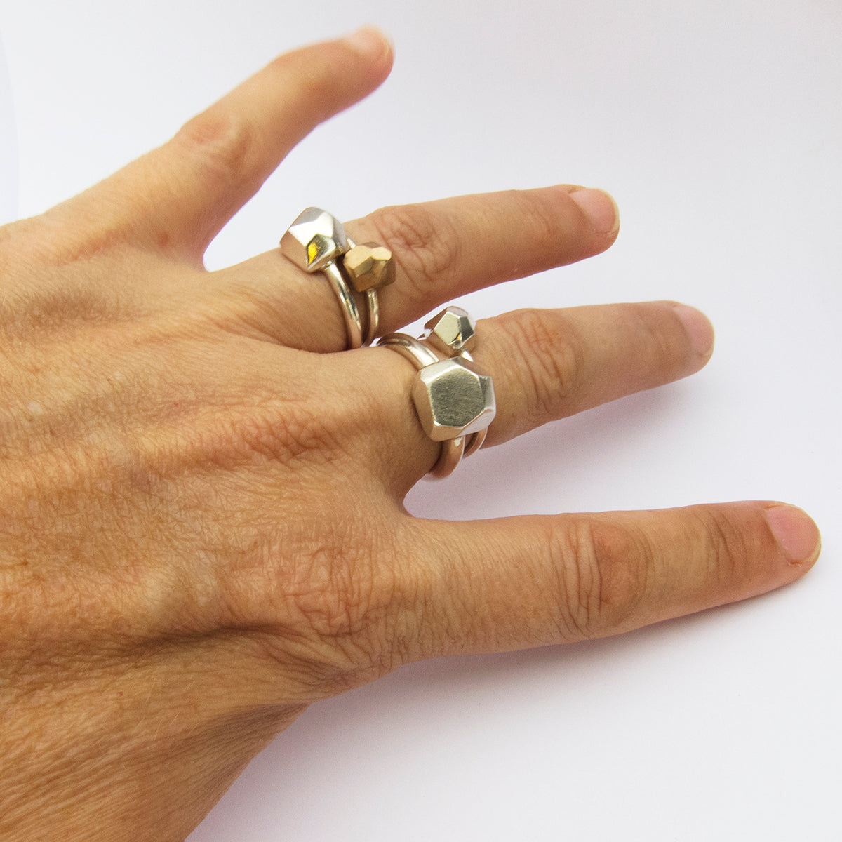 Nugget ring in silver or bronze - large