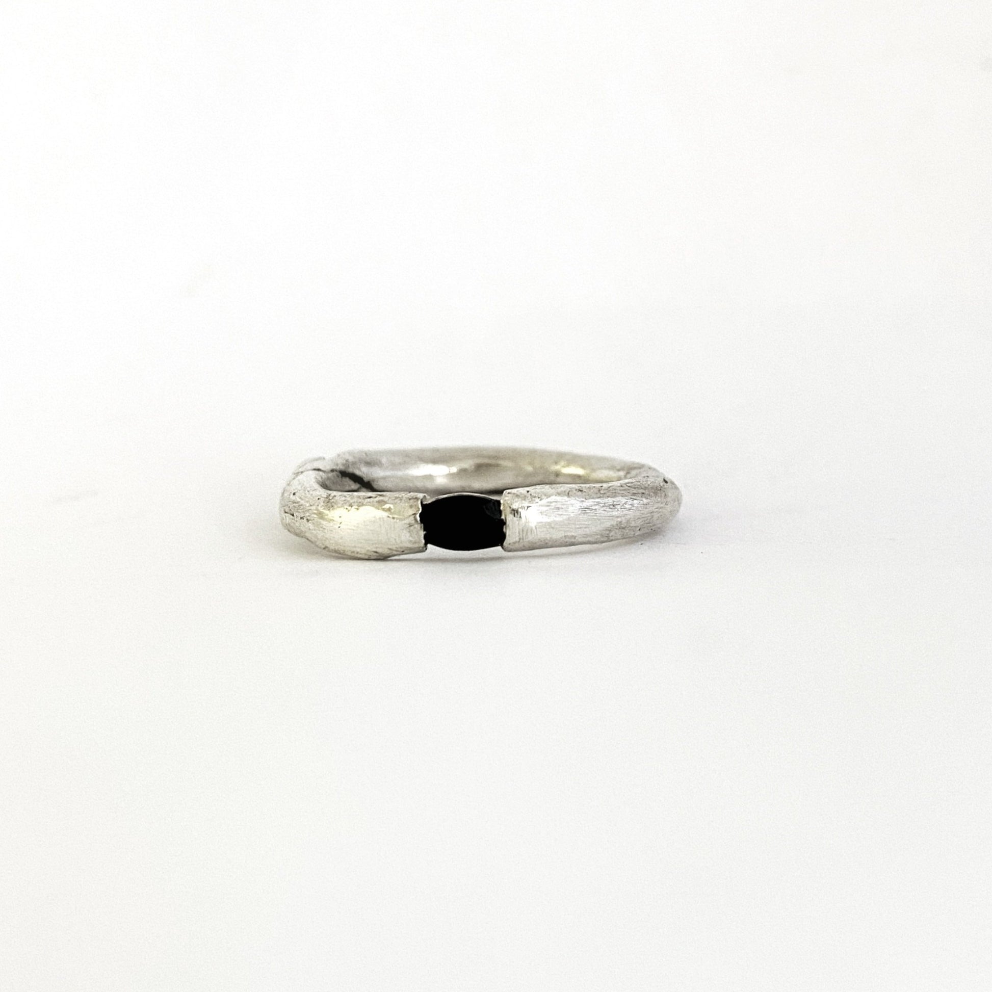 Beautifully different organic band with black gemstone by Durban designer Savage Jewellery