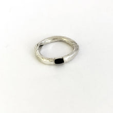 Organic ring with oval black spinel - unique design by Savage Jewellery