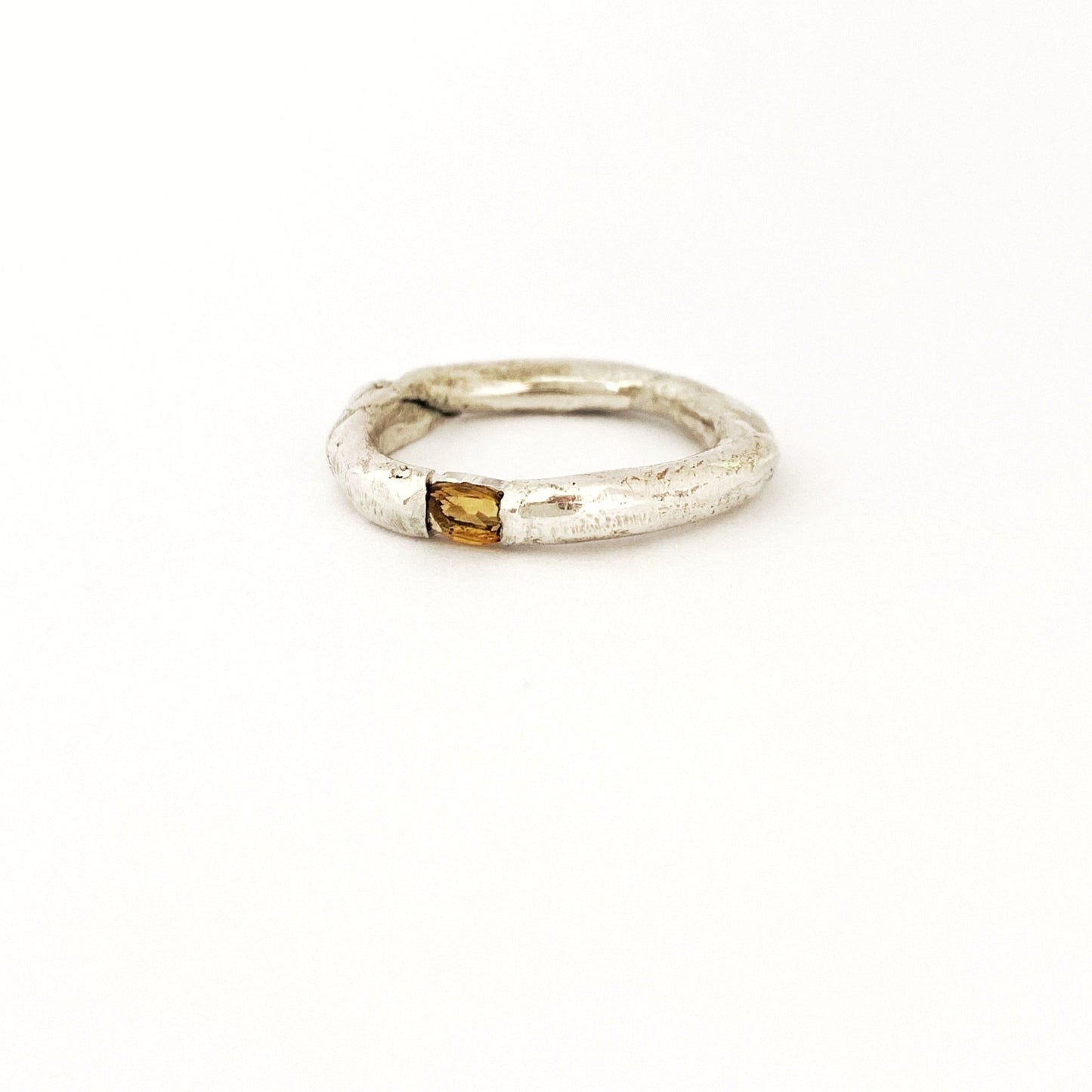 Organic ring in silver with citrine by designer Nicky Savage for Savage Jewellery in Durban