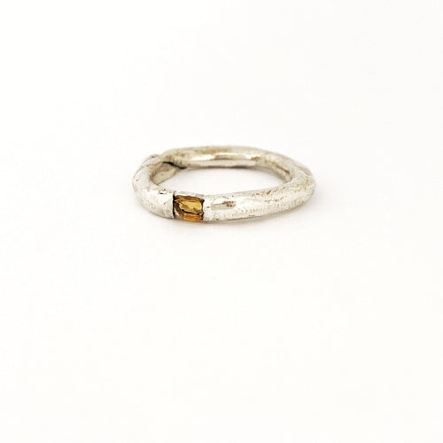 Organic ring in silver with citrine by designer Nicky Savage for Savage Jewellery in Durban