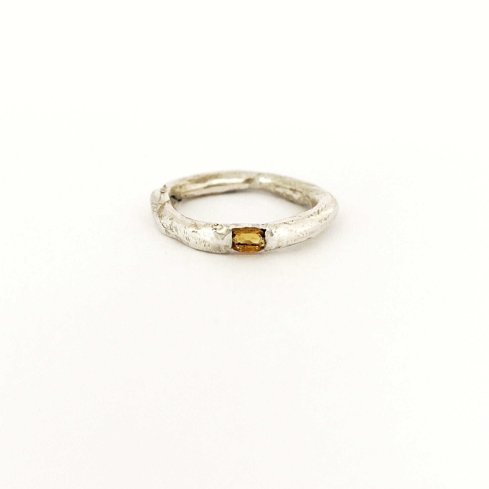 Designer ring in silver with a citrine, October birthstone by Savage Jewellery