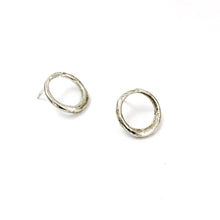 large Organic circle studs in sterling silver by Savage Jewellery