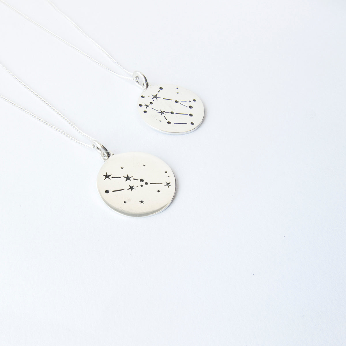 Zodiac constellations - Taurus and Gemini necklace - by designer Savage Jewellery modern horoscope jewelry