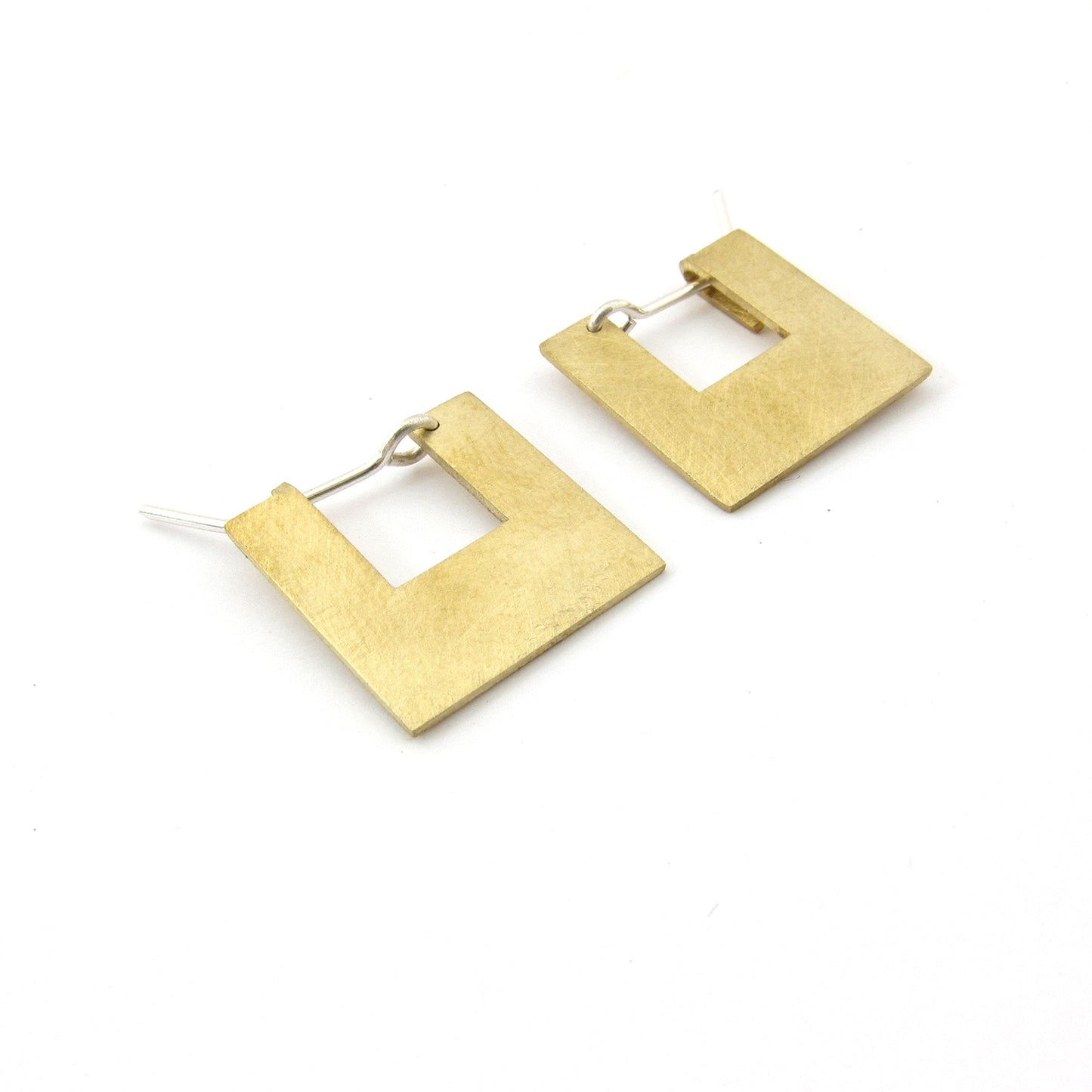 Art Deco solid square hoop earring - small