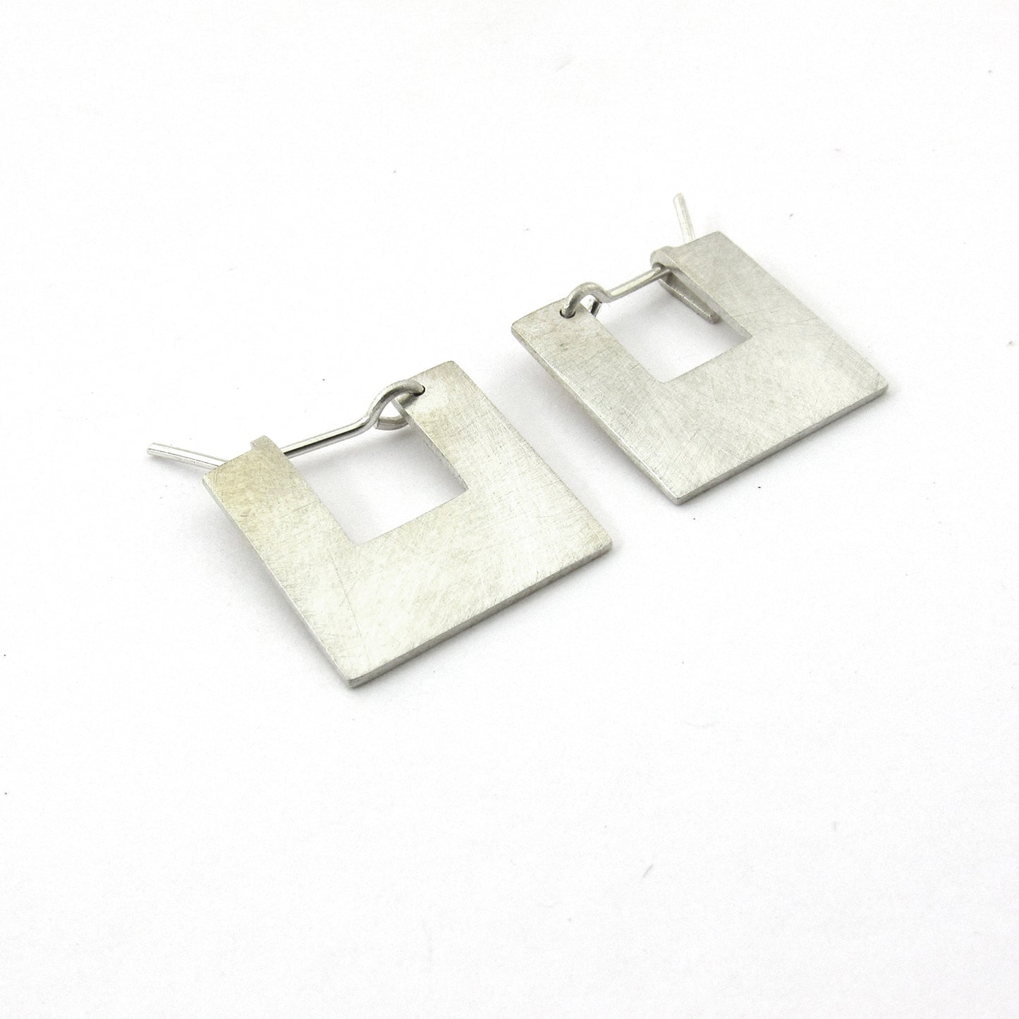 Art Deco solid square hoop earring - small