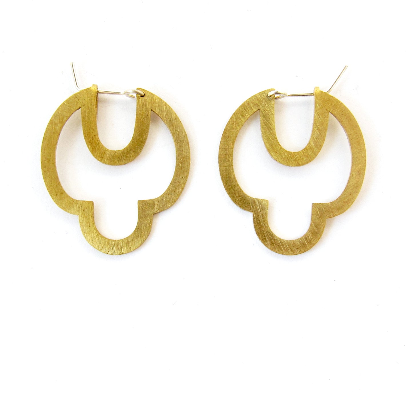 Brass Art Deco earrings by designer Savage Jewellery