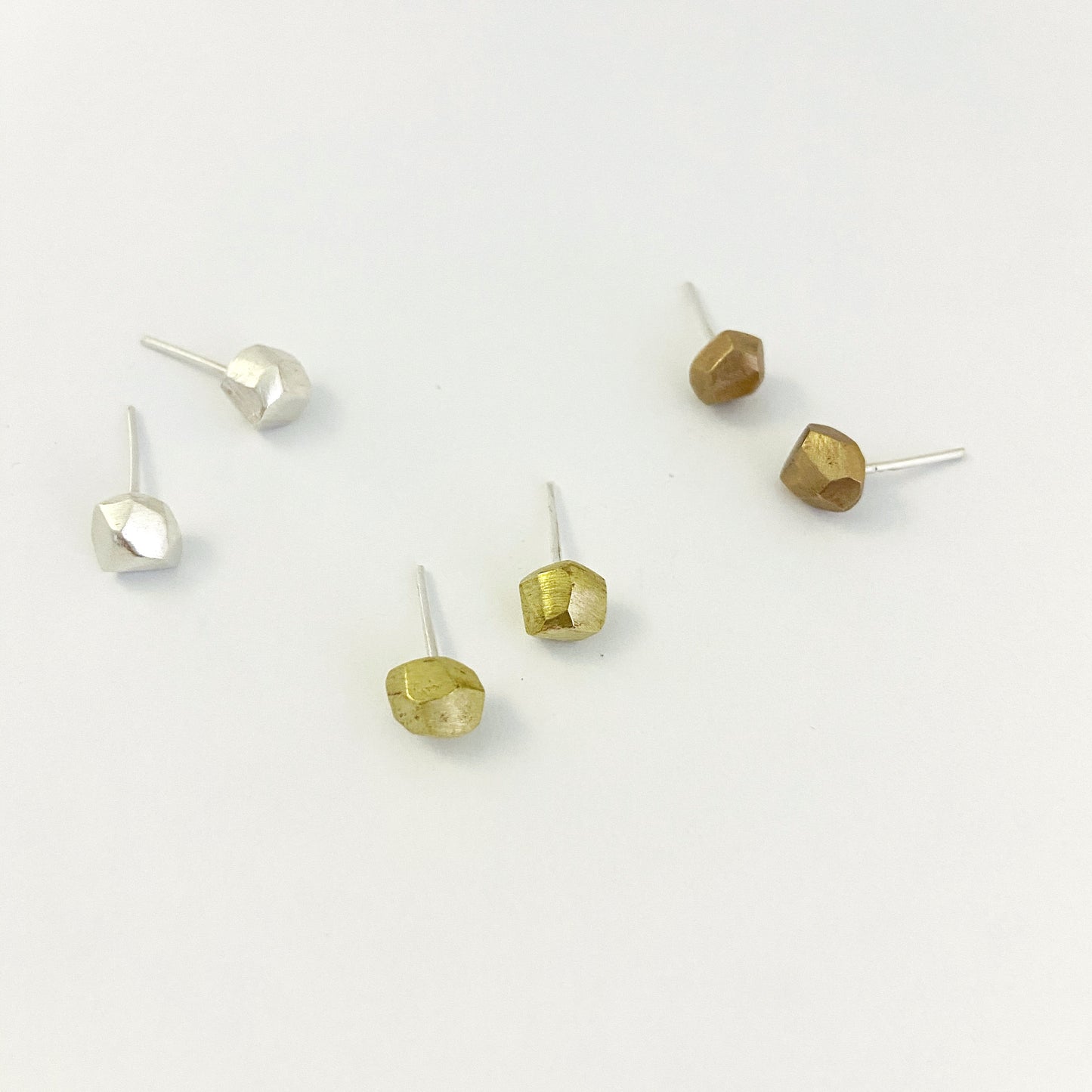 Nugget Stud - silver, brass or bronze