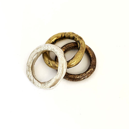 Organic ring in silver, brass or bronze - 5mm