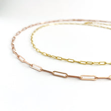 Contemporary Gold paper clip chains by South African designer Savage Jewellery