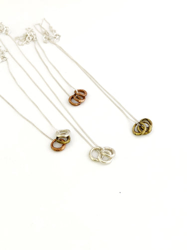 Trio of organic circles necklace- tiny