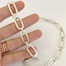 Handmade beaten oval link necklace