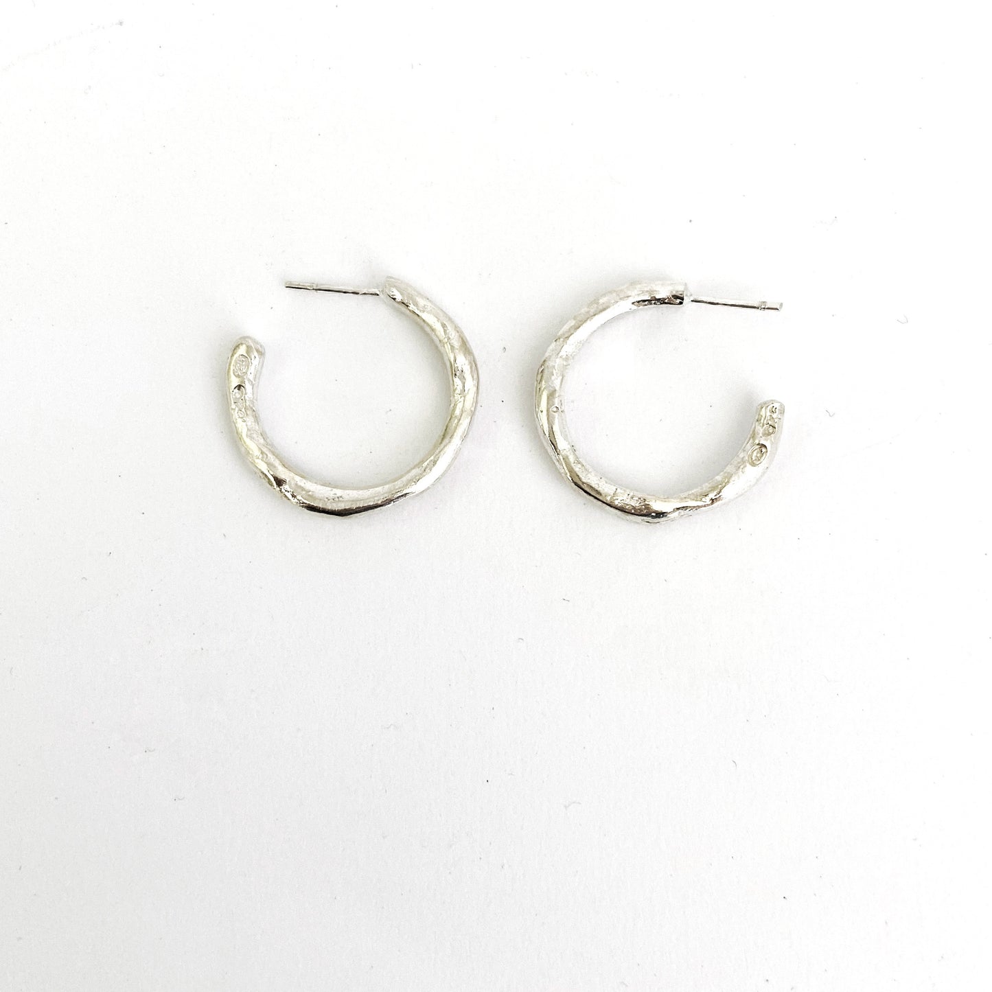 Organic hoops in sterling silver - large