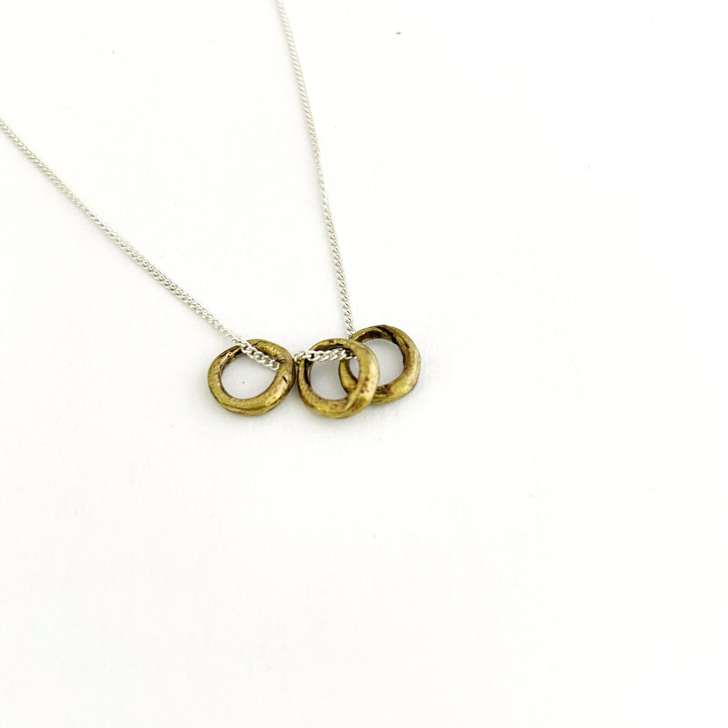 Trio of organic circles necklace- tiny