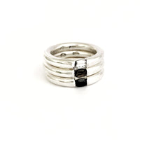 black, brown and white gem stacking rings - simply elegant ombre jewellery by Savage Jewellery
