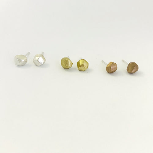 Nugget Stud - silver, brass or bronze