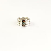 Garnet and pink and green tourmaline ring stack - designer jewellery by Nicky Savage for Savage Jewellery