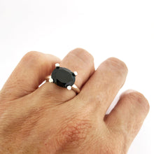 bold and simple black spinel, four claw statement ring by Savage Jewellery