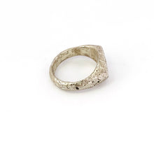 Uniquely different textured sand cast ring for men by Savage Jewellery