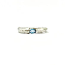 organic ring by designer Savage Jewellery, silver with blue topaz, November birthstone