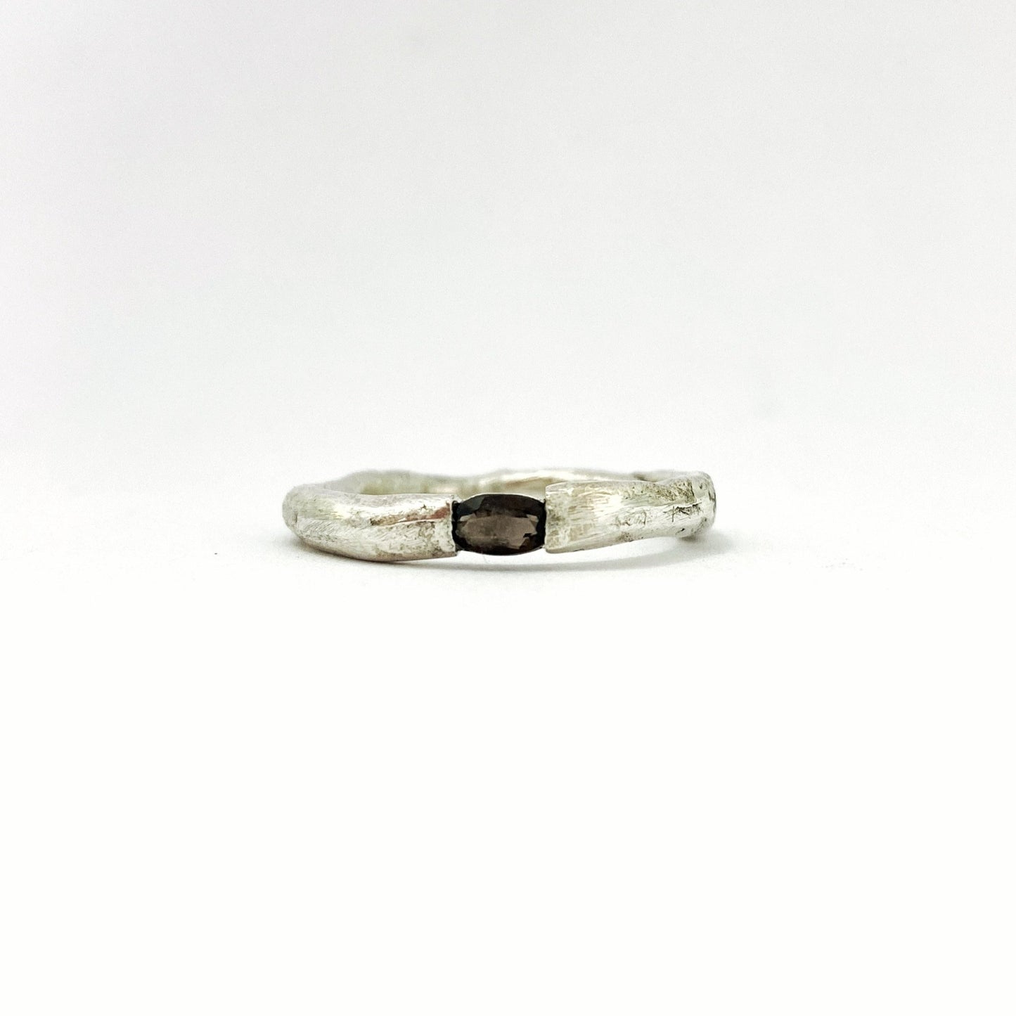 Organic ring with smokey quartz by designer Savage Jewellery