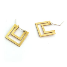 Small square hoop style Art Deco earrings by Savage Jewellery