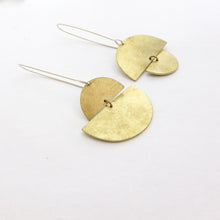 Large Sunrise sunset asymmetrical earrings in brass by Savage Jewellery - choose your size small or large