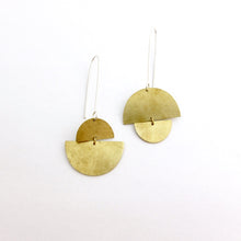 Large Sunrise sunset asymmetrical earrings in brass by Savage Jewellery - choose your size small or large