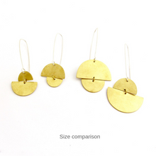 Sunrise sunset asymmetrical earrings in brass by Savage Jewellery - choose your size small or large